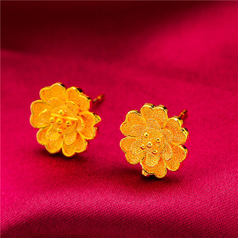 Gold-plated Fancy Vietnam Placer Gold Glazed Surface Earrings