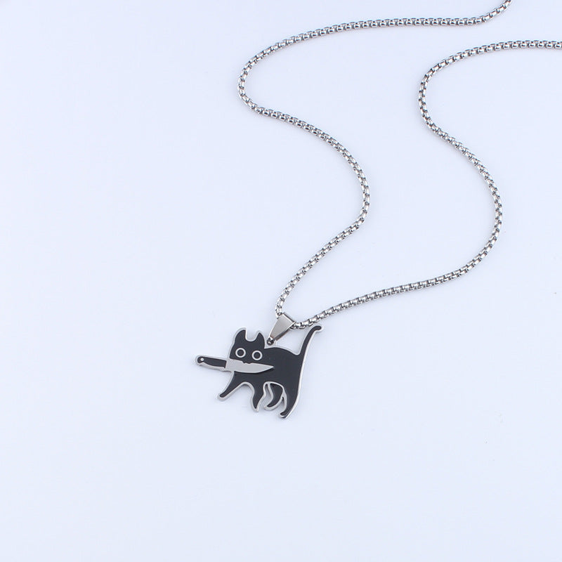 Women's & Men's Cat Hip Hop Sweater Chain Stainless Pendants