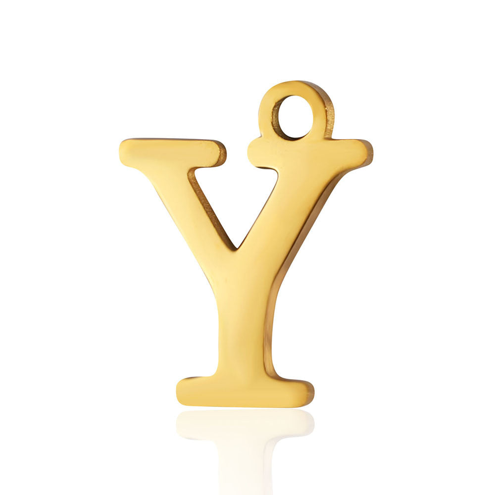 Titanium Steel Letter Gold Capital English Pendants