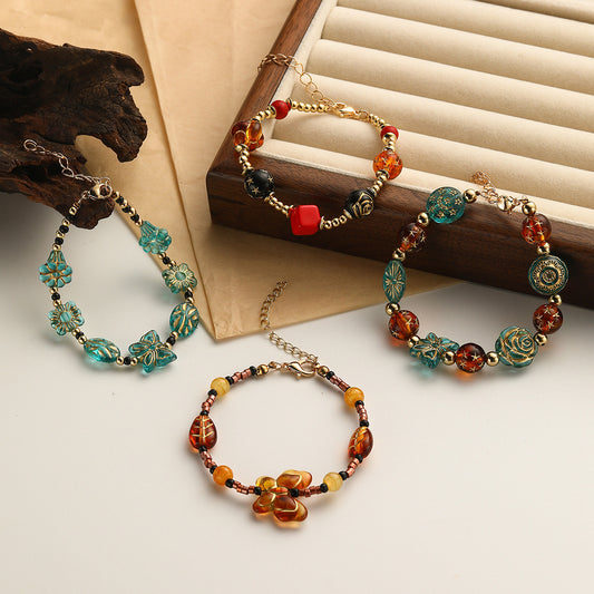 Artistic Retro Colored Beaded Glazed Ethnic Bracelets