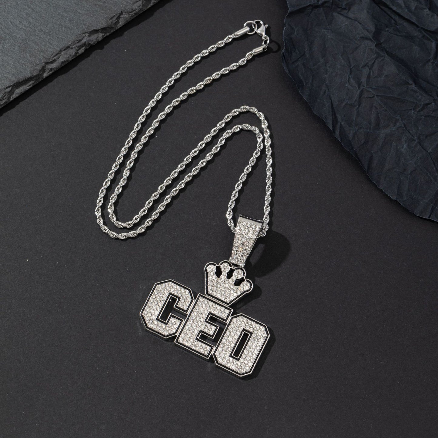 Men's Splendid Diamond Crown Letters For Cuban Necklaces