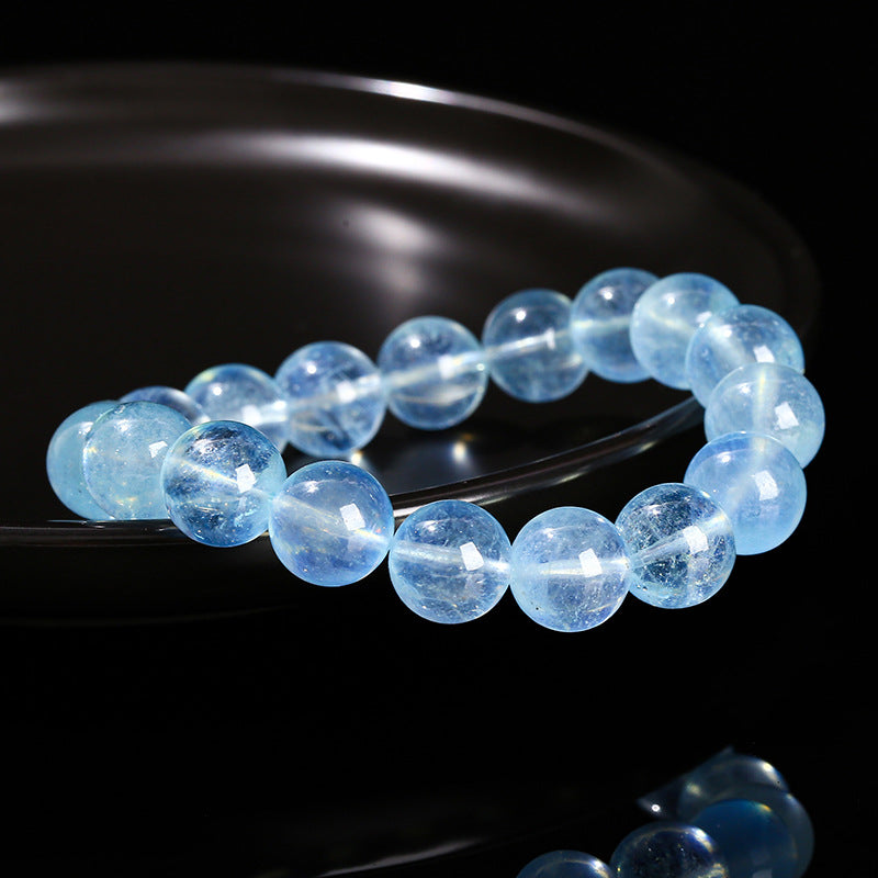 Natural Iced Aquamarine Simple Crystal Ball Bracelets