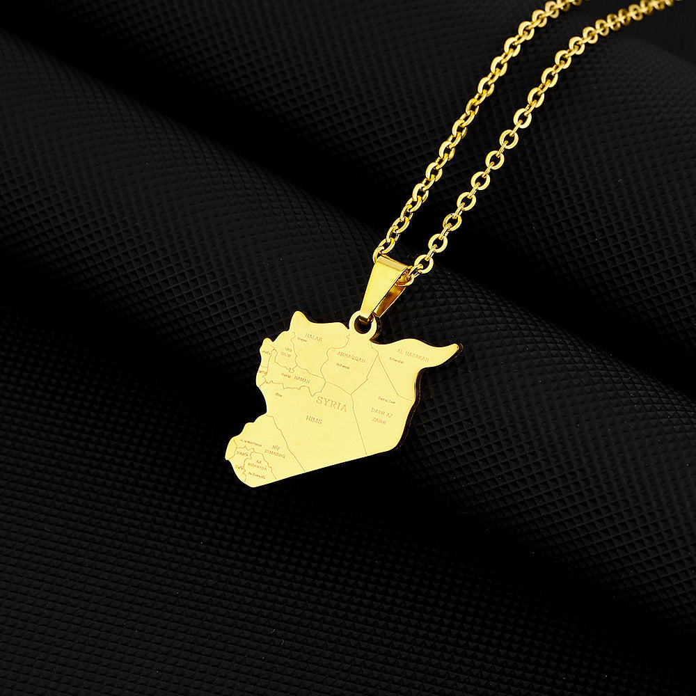 Women's & Men's Syrian Free Army Map Flag For Necklaces