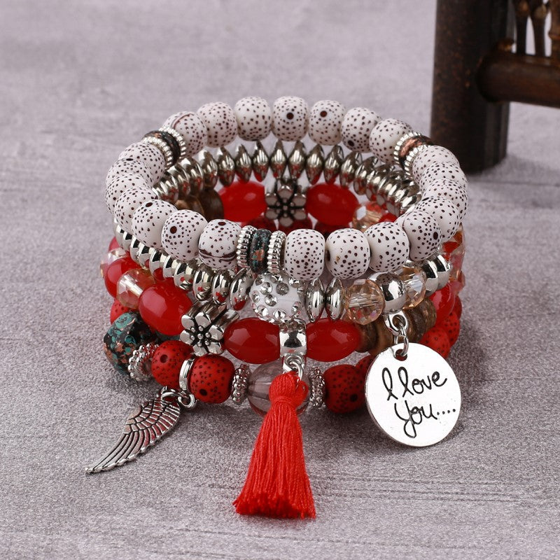 Bohemian Jewelry Female Tassel Wings Charm Bracelets