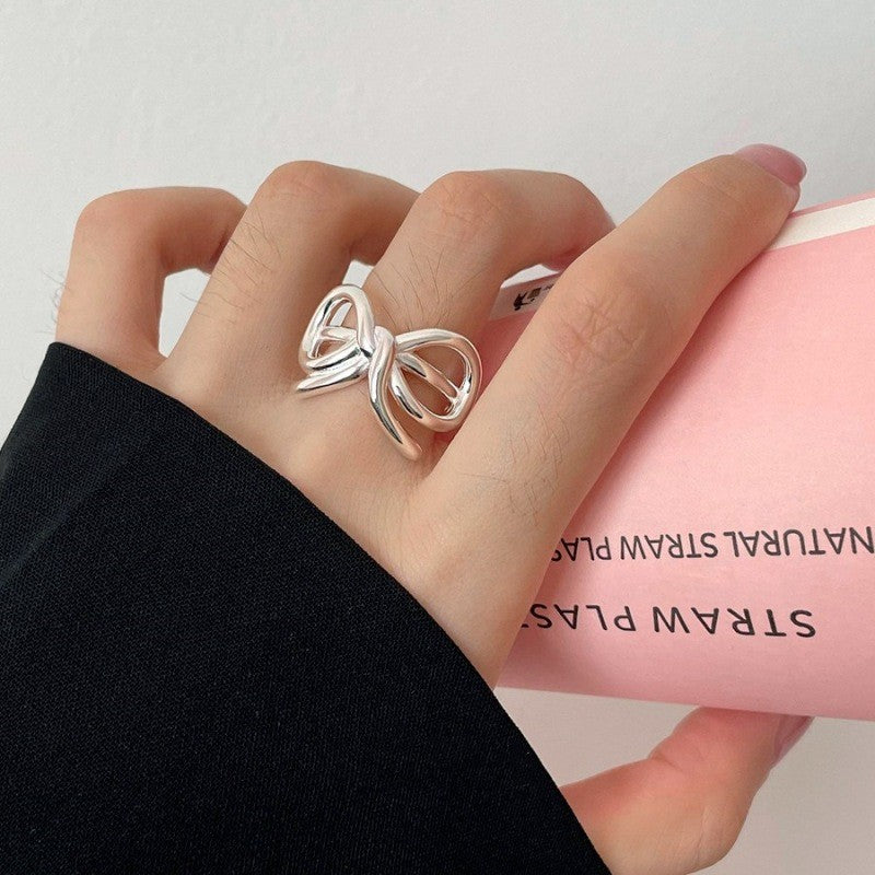 Lace Love Heart-shaped Female Geometric Line Bow Versatile Simple Rings