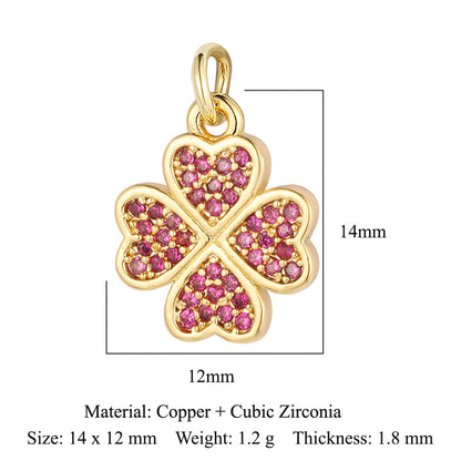 Four-leaf Clover Color Zirconium Copper Micro Inlaid Zircon Pendants