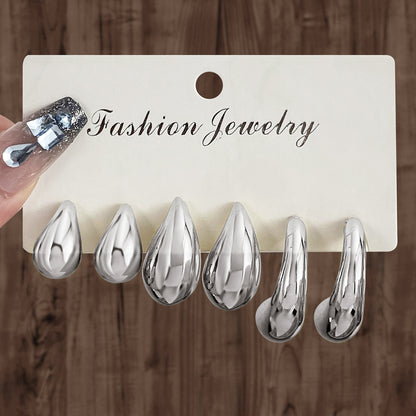 Golden Personality Water Drop Creative Complex Earrings