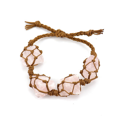 Woven Crystal Rough Stone Mesh Wax Bracelets