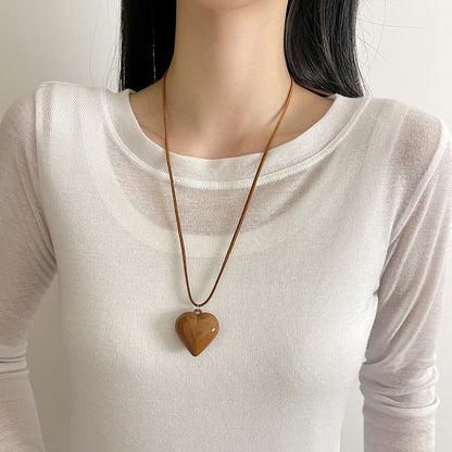 Women's Love Long Leather Rope Adjustable Sweater Necklaces