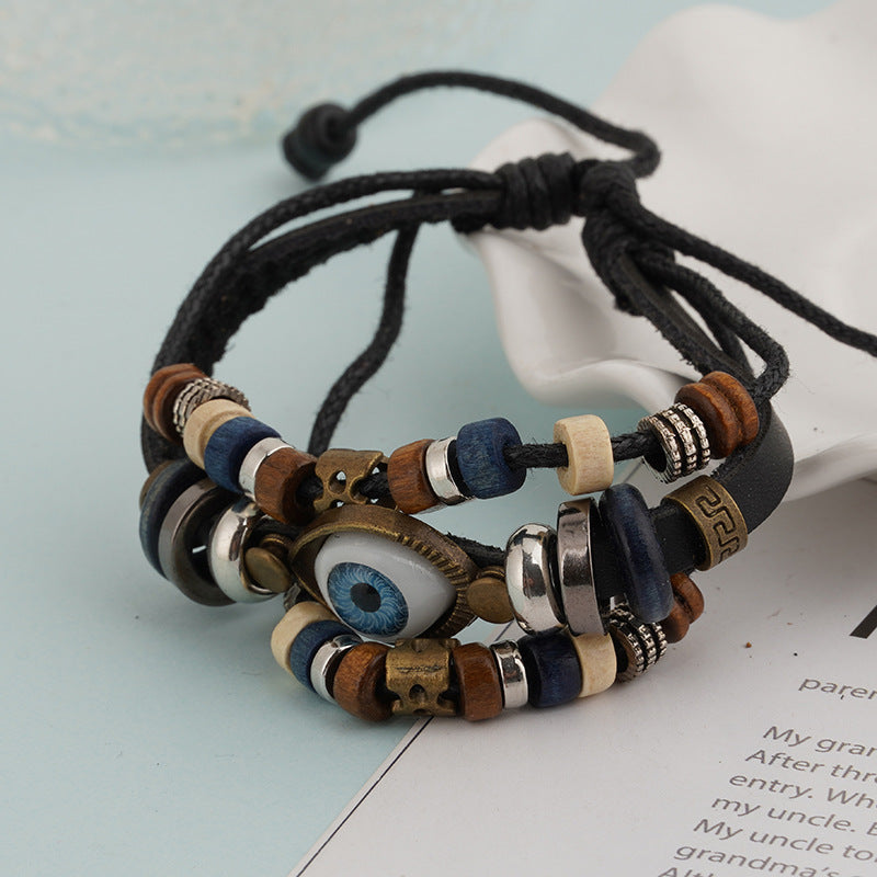 Couple Retro Crafts Jewelry Cowhide Eyes Bracelets