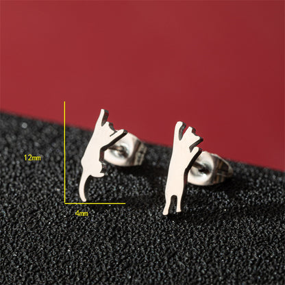 Stainless Steel Cute Simple Cartoon Animal Earrings
