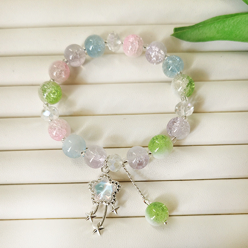 Floral Sweet Glass Beads Night Market Stall Bracelets