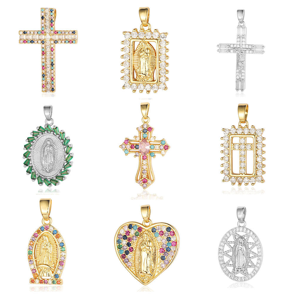 Cross Color Zirconium Copper Zircon Ornament Pendants