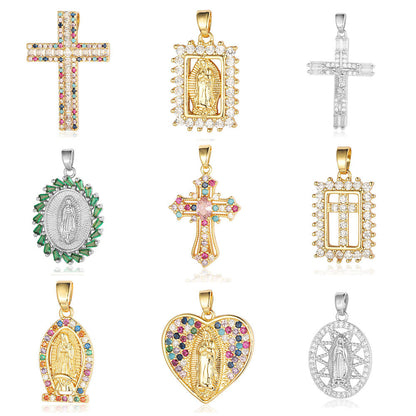 Cross Color Zirconium Copper Zircon Ornament Pendants