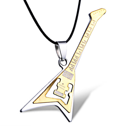 Style Stainless Steel Guitar Personality Creative Necklaces