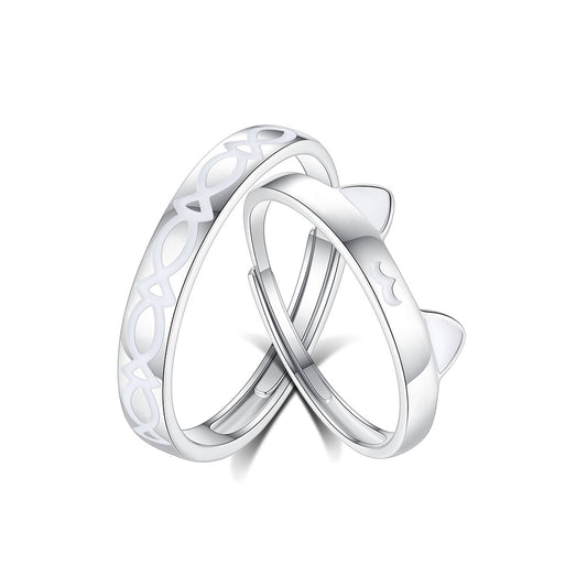 Ferris Wheel Cat Couple Fluorescent Sterling Sier Niche High Rings