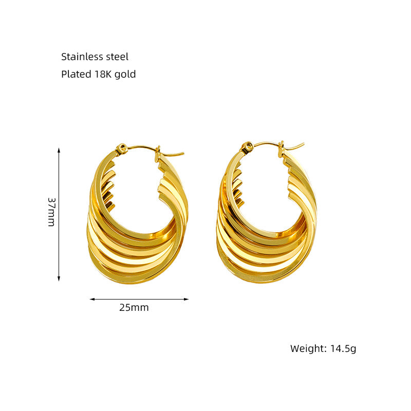 Women's Titanium Steel Retro Hollow High Sense Earrings