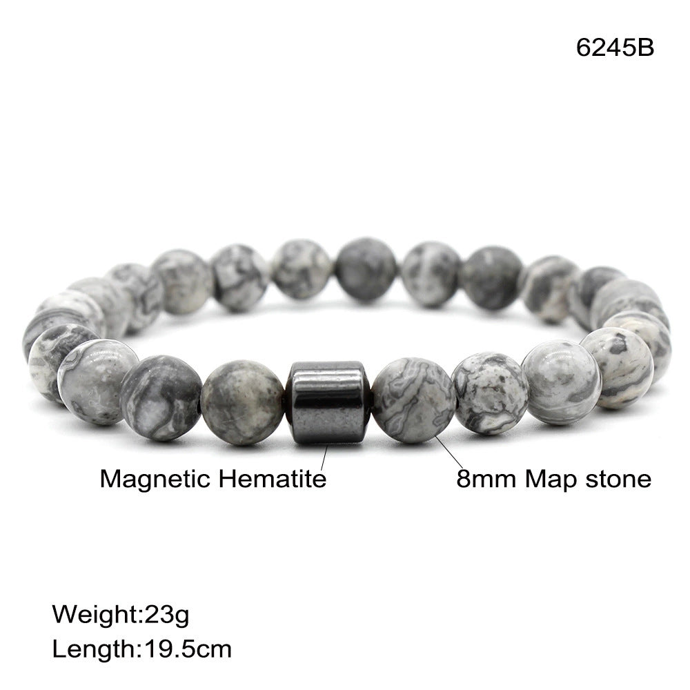 Men's Natural Stone Beaded Volcanic Rock Magnetic Bracelets