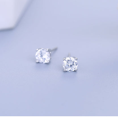 Sier Korean Fashion Rhinestone Zircon Elegant Earrings