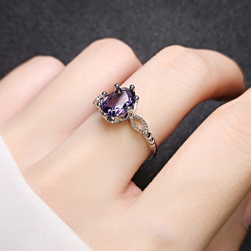 Gems White Gold Plated Purple Gemstone Rings