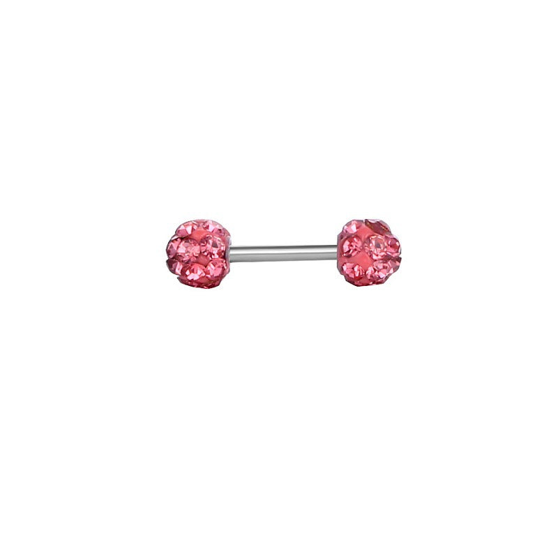 Full Diamond Dumbbell Fully Jeweled Ball Earrings