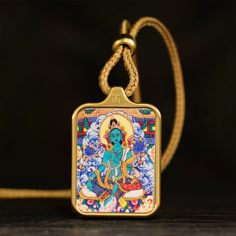 Small Yellow God Of Wealth Green Pendants