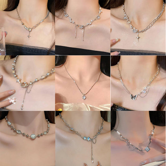 Style Dopamine Pearl Zircon Irregular Female Niche Necklaces