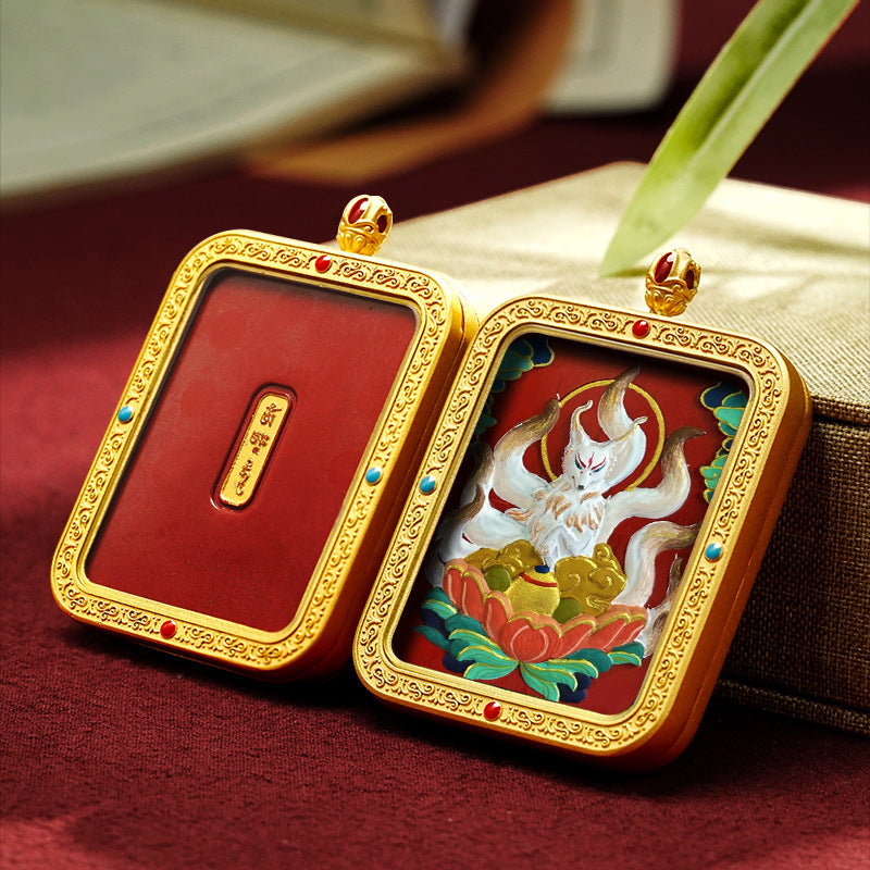 Painted Square Plate Wipe Handmade Brass Pendants