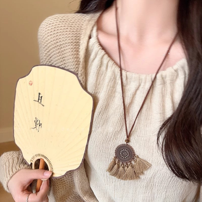 Women's Ethnic Style Tassel Chinese Retro Long Sweater Necklaces