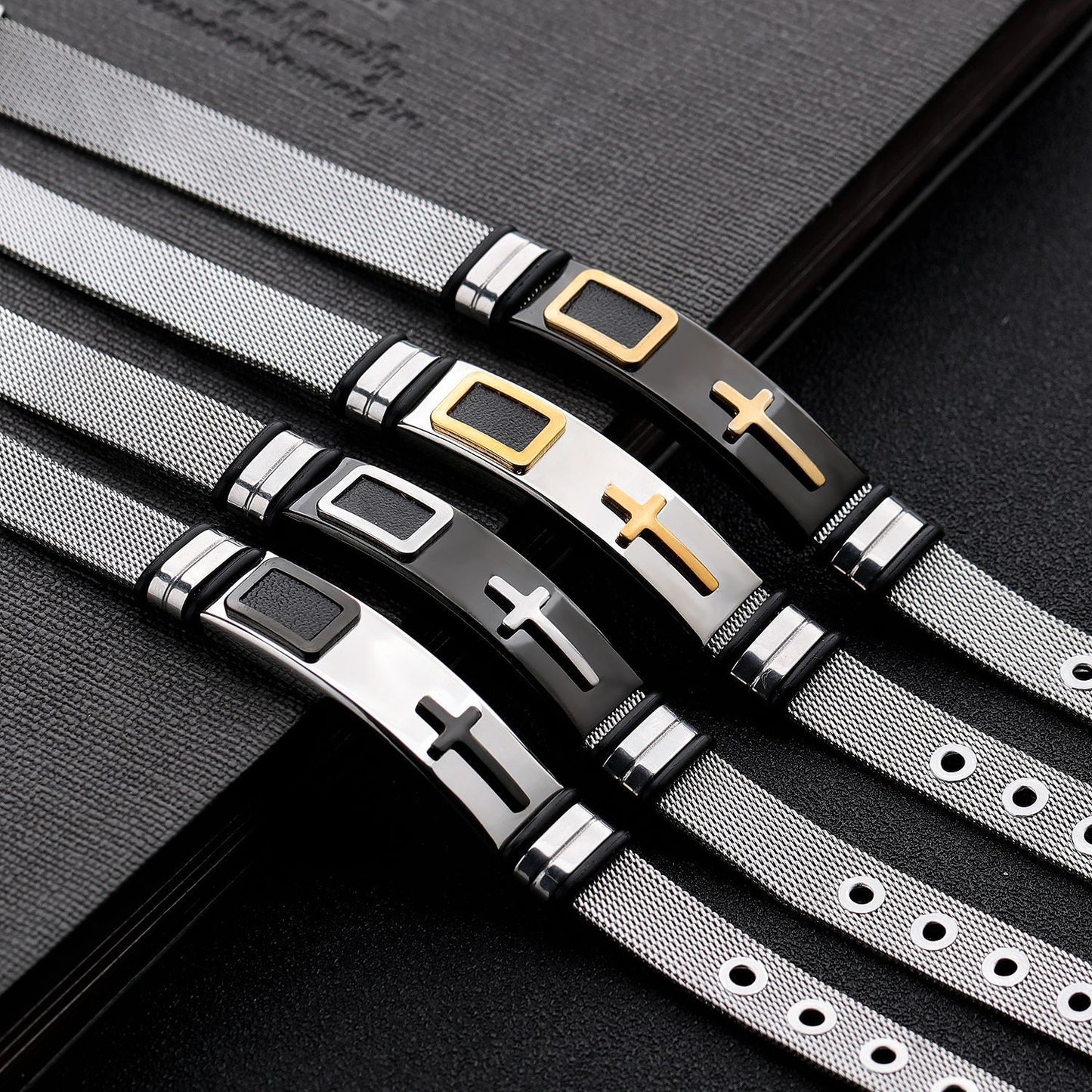 Men's Accessories Titanium Steel Mesh Wrist Cross Bracelets