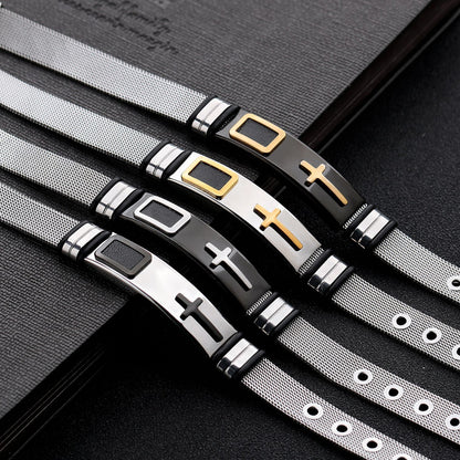Men's Accessories Titanium Steel Mesh Wrist Cross Bracelets