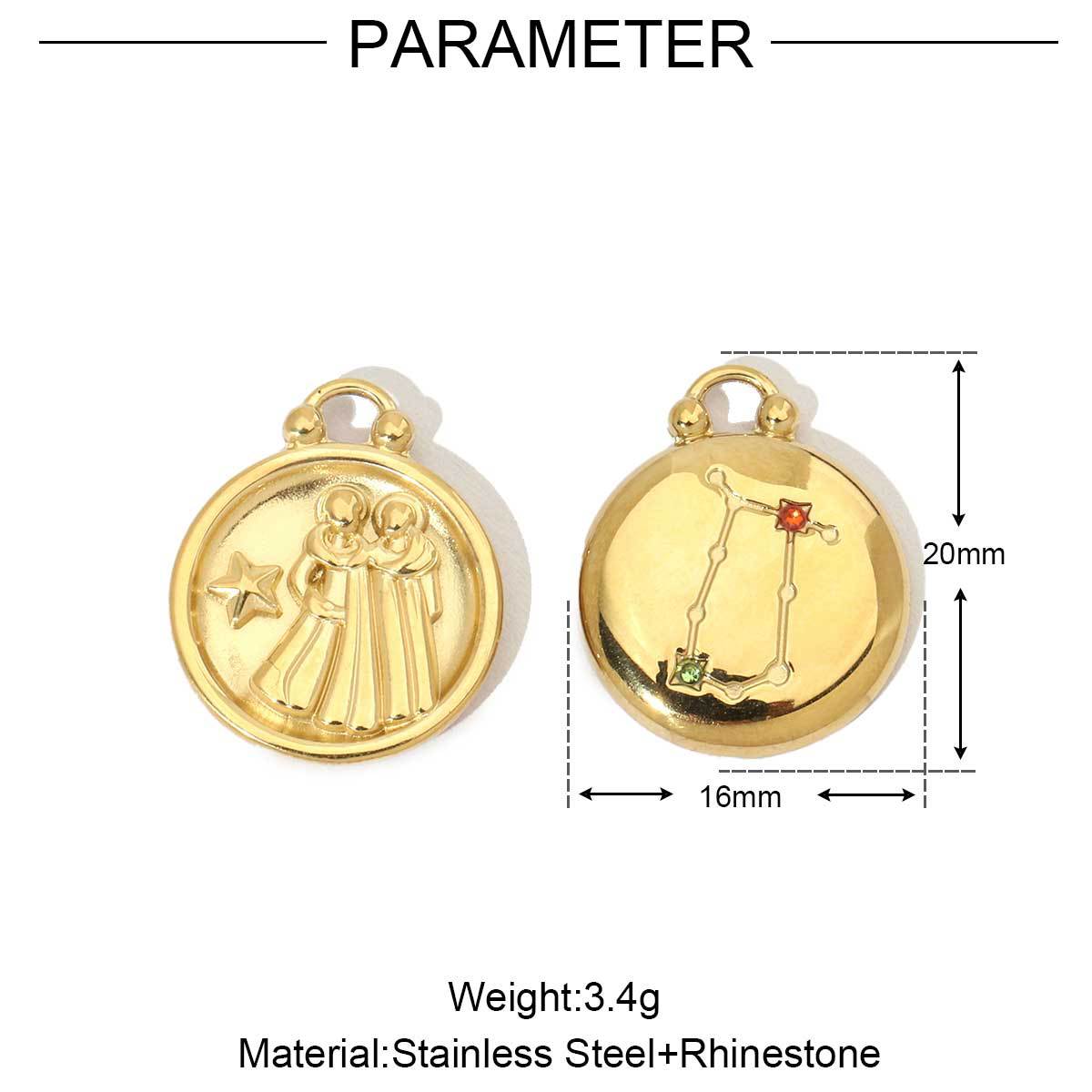 Real Gold Constellation Stainless Steel Round Pendants