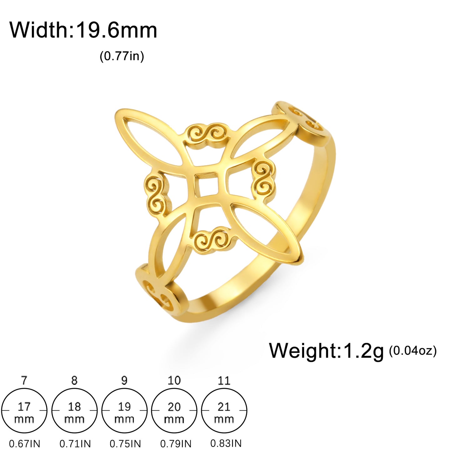 Women's & Men's Cut Titanium Steel Witch Knot Pattern Rings