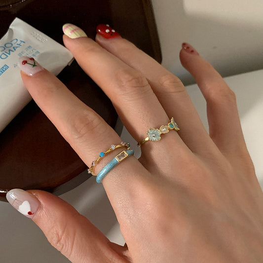 Women's Dripping Zircon Flower Open Light Luxury Rings