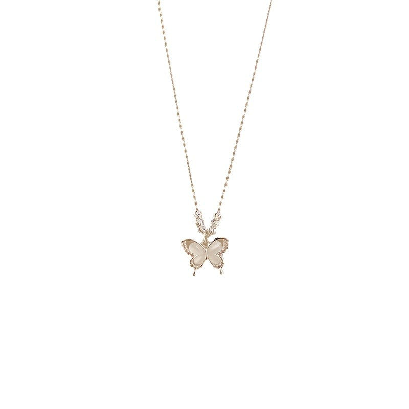 Women's Style Opal Butterfly Accessories Light Luxury Minority National Clavicle Necklaces