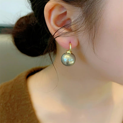 Women's Design Heather Gray Pearl Shaped Elegant Earrings