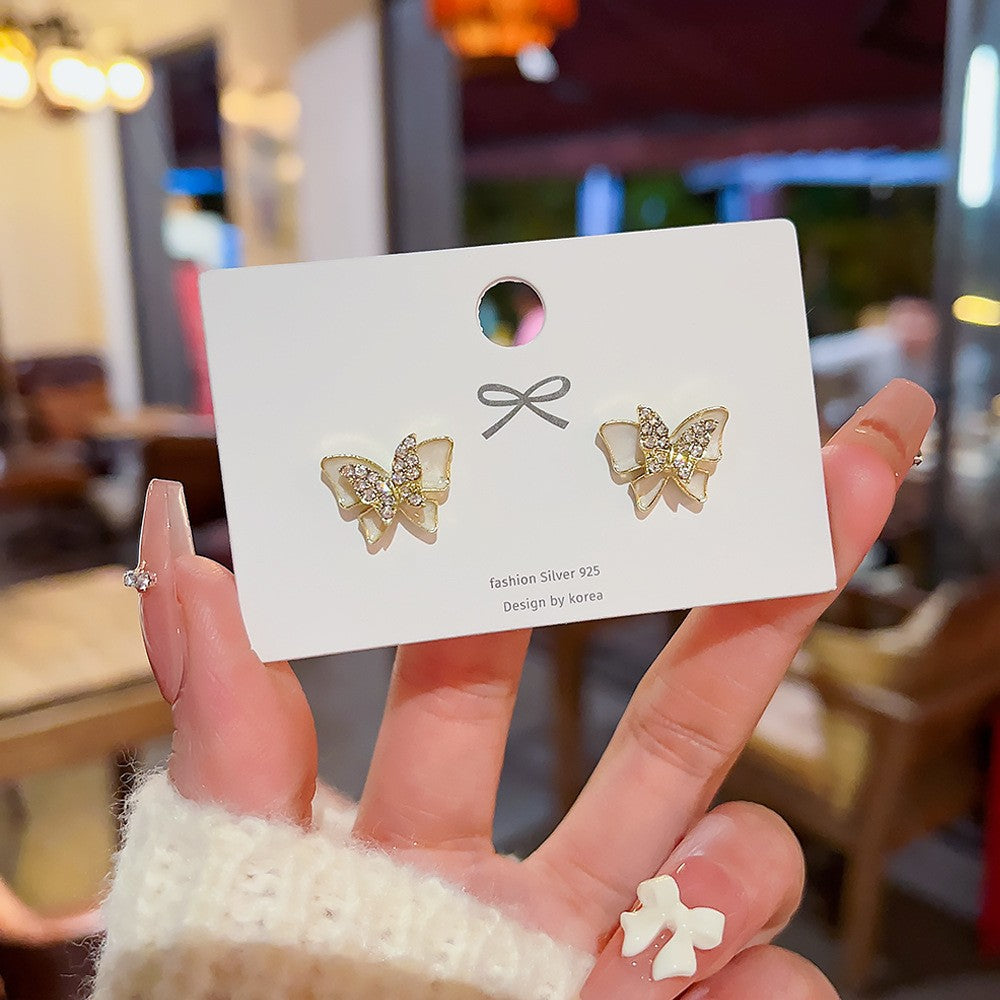 Style Trendy Pearl Design Hollow Butterfly Earrings