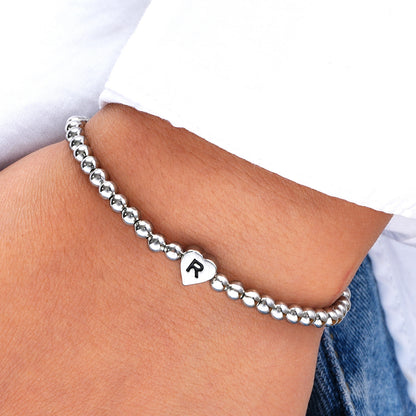 Letters Round Beads Heart-shaped Copper Fashion Bracelets