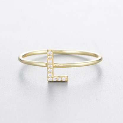 Women's Sier Zircon With English Letters Simple Rings