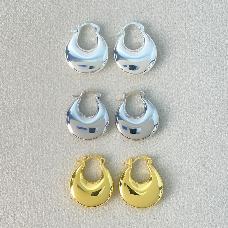 Flat Round Simple Elegant High-grade Oval Earrings
