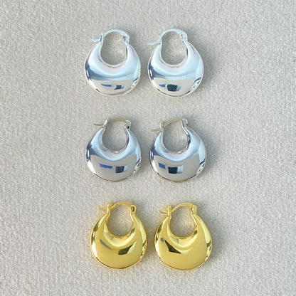 Flat Round Simple Elegant High-grade Oval Earrings