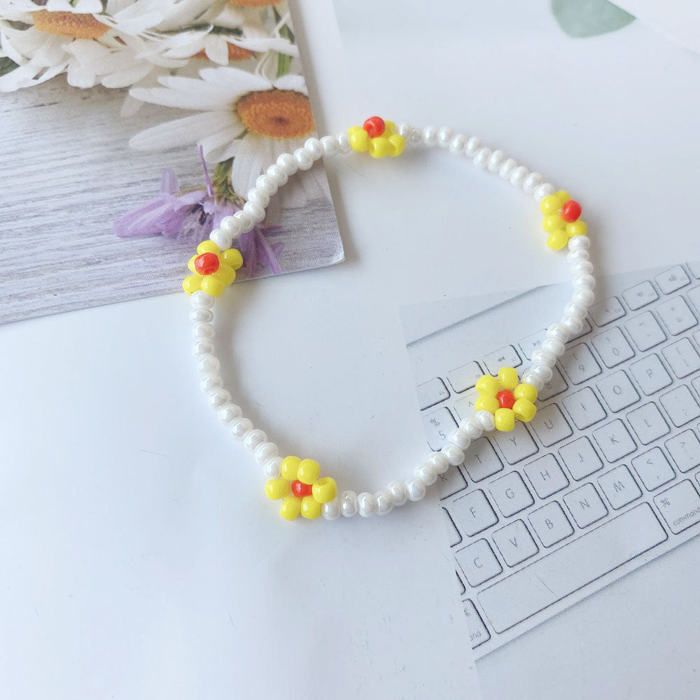 Women's Summer High-grade Colorful Flower Beaded Little Daisy Versatile Bracelets