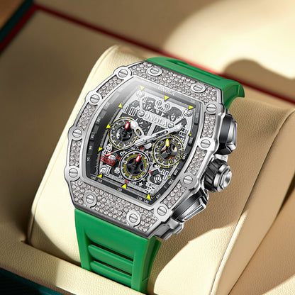 Men's Diamond Stylish Versatile Watch Tape Fast Mechanical Watches