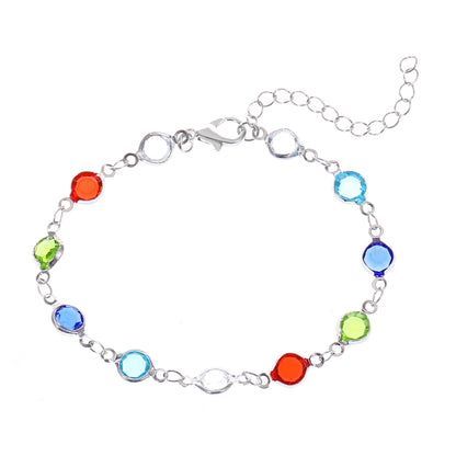 Fashion Heart Colorful Heart-shaped Zircon Chain Bracelets