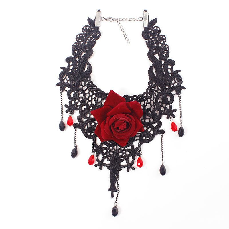 Dark Style Lolita Gothic Female Vintage Rose Necklaces