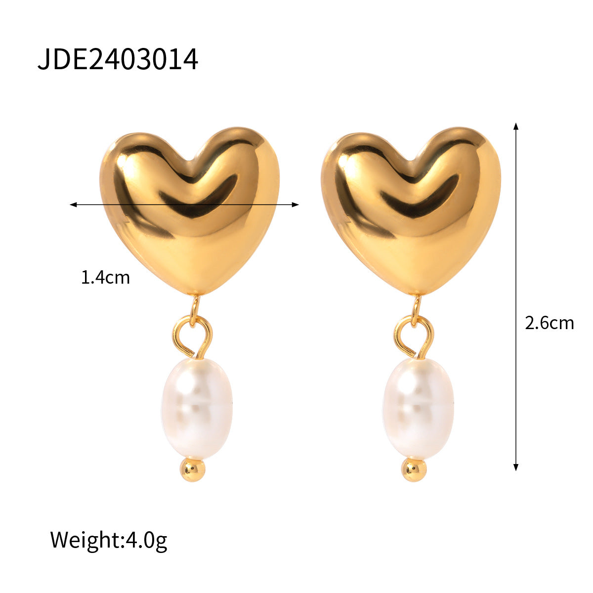 Stainless Steel Pearl Love Heart High-grade Earrings