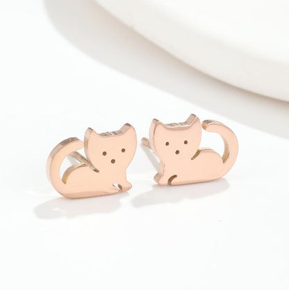 Women's Simple Cute Small Animal Style Design Stainless Earrings