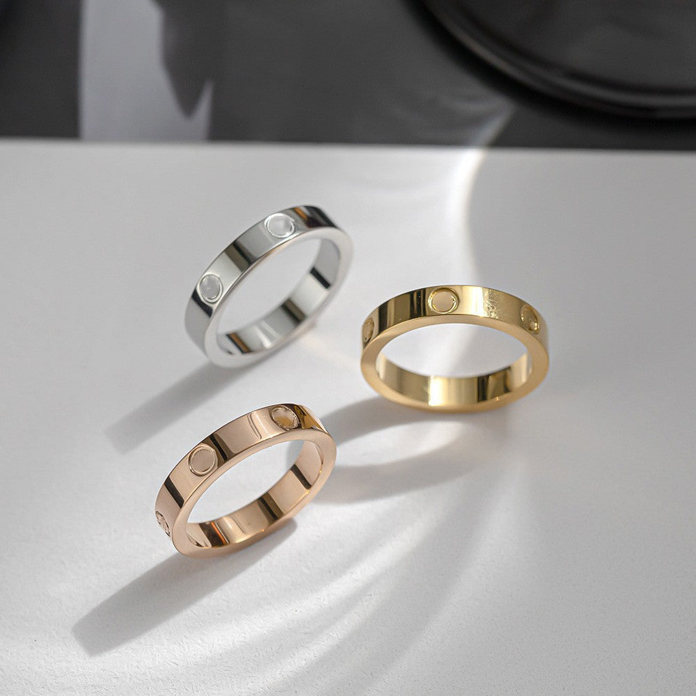 Women's Style Simple Titanium Steel Couple No Pigment Rings