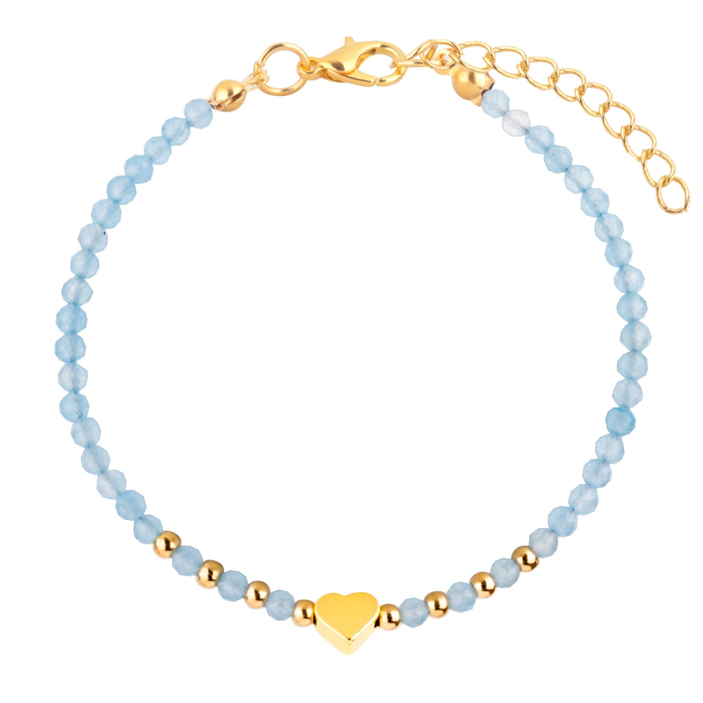 Women's Crystal Beads Aquamarine Cut Angle Bead Bracelets