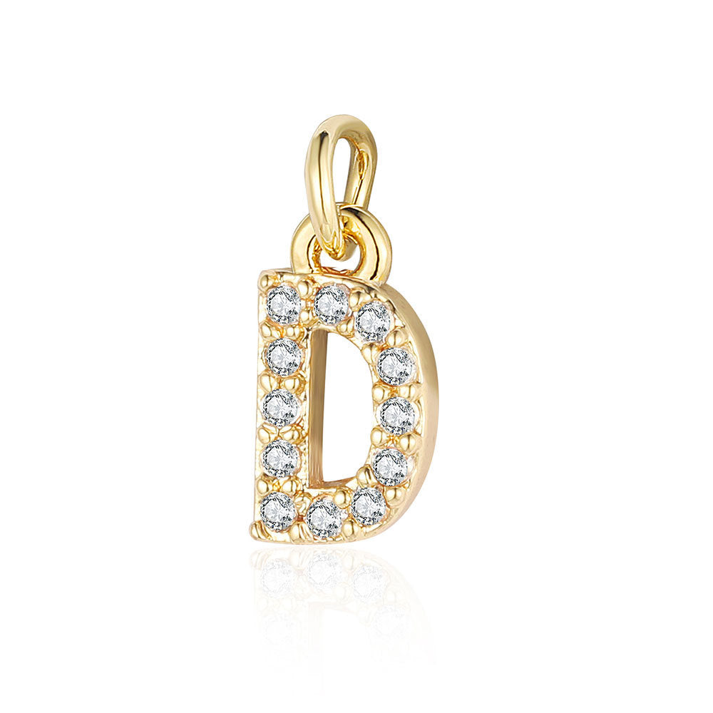 English Letters Copper Zircon Ornaments Accessories Yellow Gold Pendants